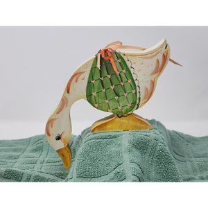 Vintage Folk Art Goose/Duck Farmhouse Kitchen Wood Shelf Duck/Goose Hand Painted